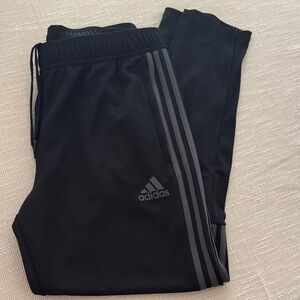 Adidas Men’s Black Joggers with Gray Stripes